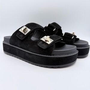 Steve Madden Big Schmona Blk Suede Sandals